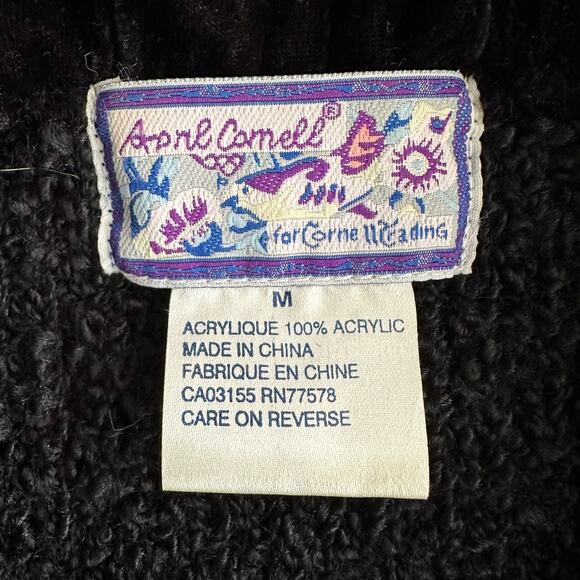 April Cornell Velvet Trim Boucle Cottage Black Jacket M - Picture 5 of 9